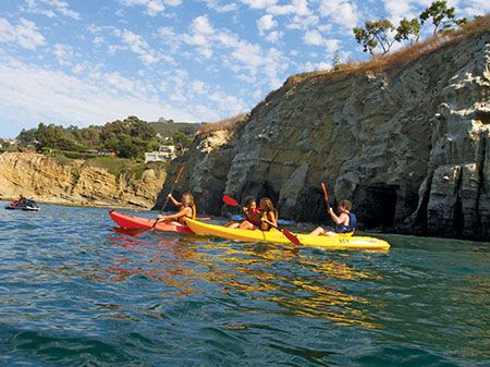 a group kayaking