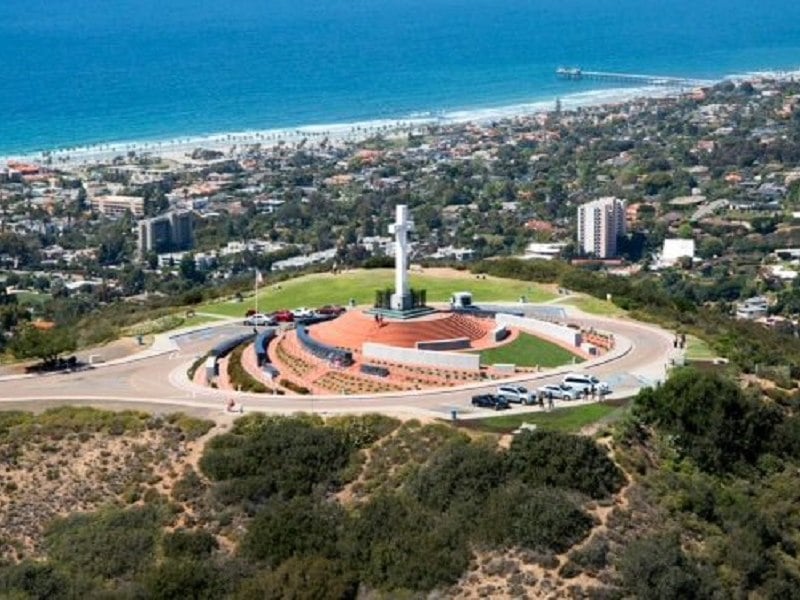 aerial view of cross at mt soledad