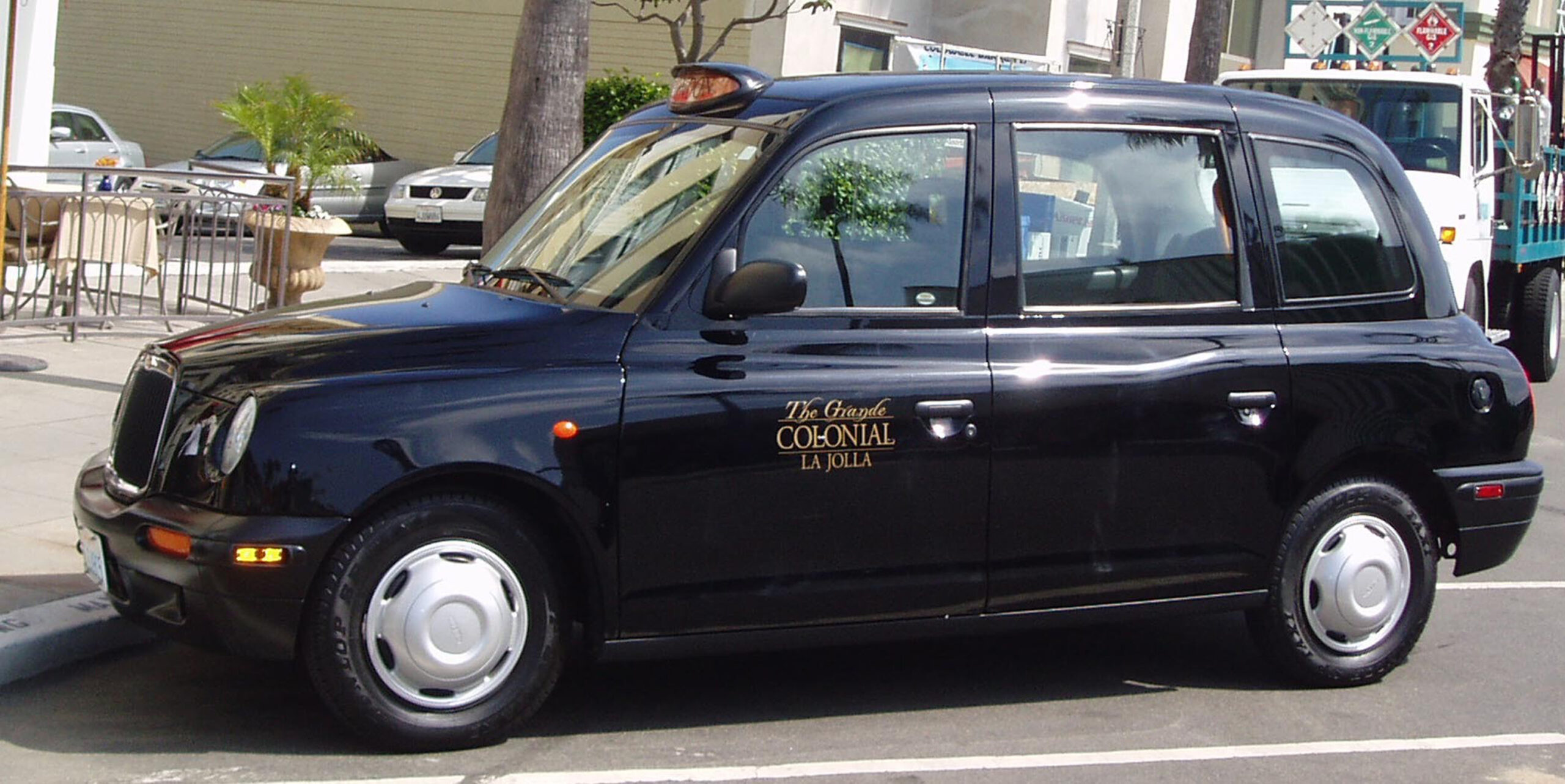 photo of hotel's london cab vehicle